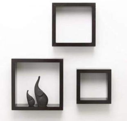 Eetkamer Set van 3 Op maat gemaakt Zwart Houten Berging Rack Display Wandplank Keukenmeubilair