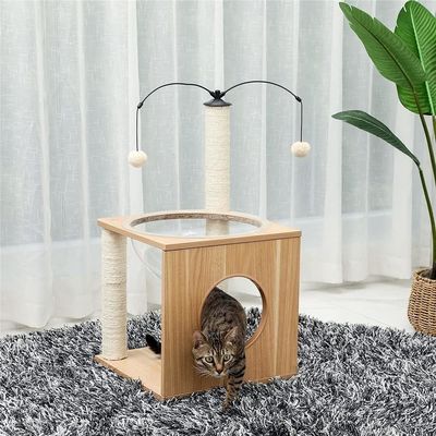 OEM ODM Geaccepteerd Elegant Katten Boom Ruimte Capsule met Drijvend Nest en Hangende Ballen