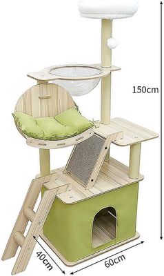 Meerdere verdiepingen kattenwoning met Sisal krabbelpalen en duurzame houten constructie