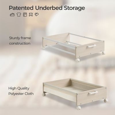 Slaapplaten onder bed opbergen Schutterijen met zware houten containers en logo aanvaardbaar