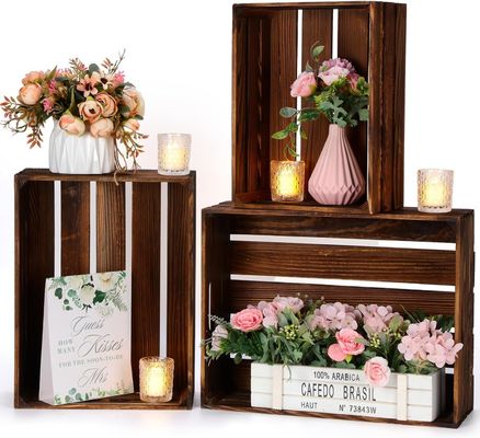 Party Display Pine houten nesting opslag kratten met handvat aangepast logo Acceptabel