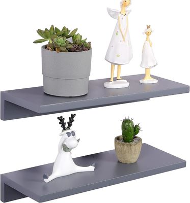 Decoratief wandenplank Set van 2 dennenhout Drijvende planken Wand gemonteerd voor woonkamer