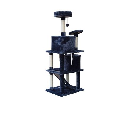 Woonkamermeubilair Donkergrijz 4 platforms 64 inch Kattenboom met 2 bedden Play House