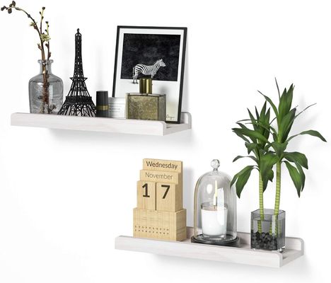 Huismeubels Set van 2 massief houten wandenplanken 7 inch witte rustieke drijvende planken
