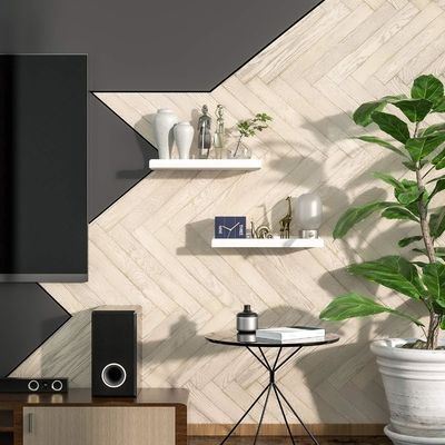 Huismeubels Set van 2 massief houten wandenplanken 7 inch witte rustieke drijvende planken