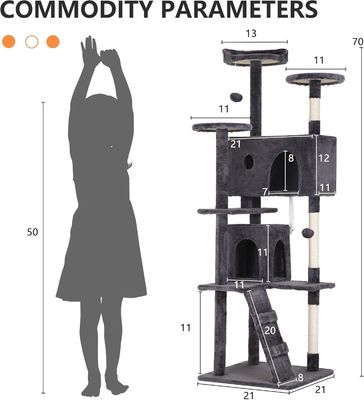 70&quot; Tall Cat Tower Climber Ladder Playhouse met houten materiaal en gepersonaliseerd logo