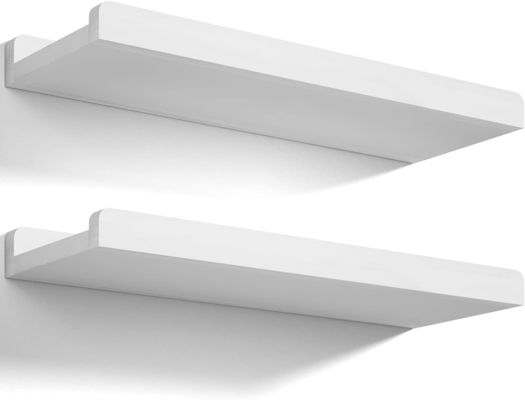 Huismeubels Set van 2 massief houten wandenplanken 7 inch witte rustieke drijvende planken