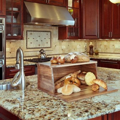 Houten brooddoos All-in-One-Piece Organisator Voor Keuken Assemblage Natuurlijke Vintage Brood Voedselopslag Bin Container