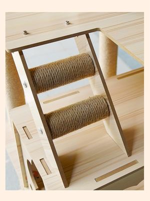 Op maat gemaakte grootte Hout Cat Tower met Multi-Level Climbing Frame Scratcher Components