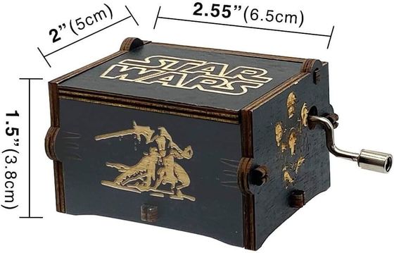 Rectangle Gepersonaliseerde Vintage Laser gegraveerde Star Wars Houten Hand Crank Muziekdoos