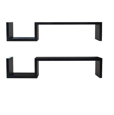 S Shape Design Zwart Decor Houten Drijvende Planken Wandplanken voor slaapkamer