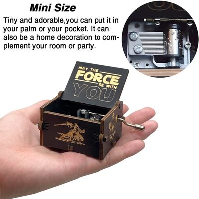 Rectangle Gepersonaliseerde Vintage Laser gegraveerde Star Wars Houten Hand Crank Muziekdoos