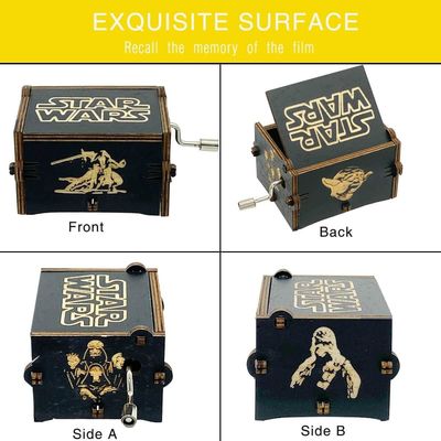 Rectangle Gepersonaliseerde Vintage Laser gegraveerde Star Wars Houten Hand Crank Muziekdoos