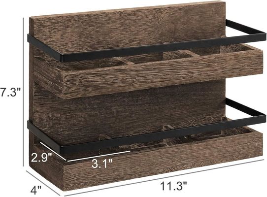 2 tier rustieke houten theezakken houder muur gemonteerde thee doos voor koffie condimenten display plank thee rek