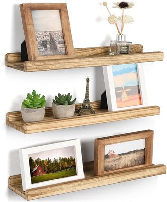 16.9 inch Set van 3 Bruine Houten Schappevenster Verstelbare Rustieke Wandplanken Voor kantoor