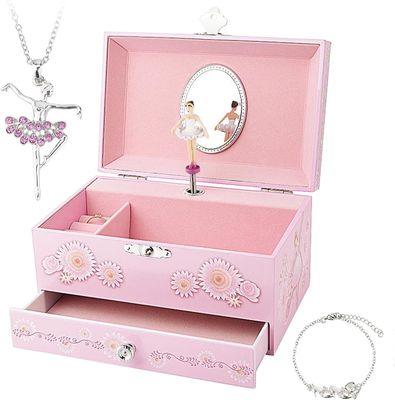 Geschenkpakket Op maat gemaakt Prinses MDF Roze Ballerina Thema Muziek Juwelen Doos voor Meisjes