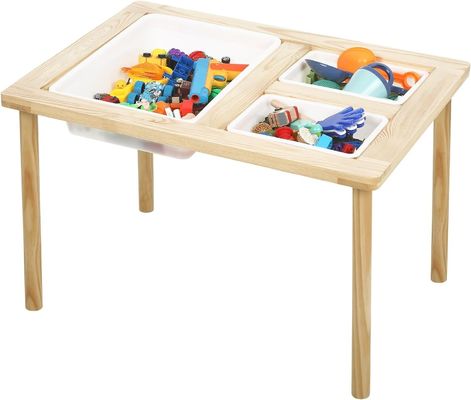 Houten sensorische tafel met 3 bakken voor peuters Stand Classificatie Niet-vouwbare rek