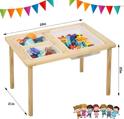Houten sensorische tafel met 3 bakken voor peuters Stand Classificatie Niet-vouwbare rek