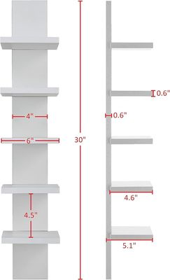 5 Tier 5.1 X 6 X 30 Witte Verticale Kolom Plank Drijvende Berging Algemeen Huismeubilair