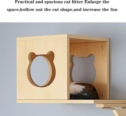 Persoonlijke grootte Wand gemonteerd kattenbed Houten katten plank plank voor klimmen in woonkamer