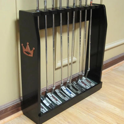 Zwarte afwerking houten vloer of muur rek ideaal voor zeldzame Scotty Cameron golfclubs display