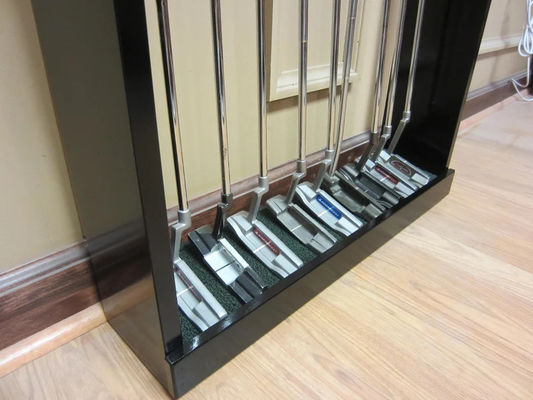 Zwarte afwerking houten vloer of muur rek ideaal voor zeldzame Scotty Cameron golfclubs display