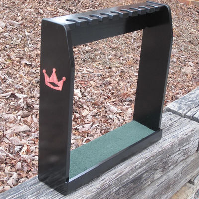 Zwarte afwerking houten vloer of muur rek ideaal voor zeldzame Scotty Cameron golfclubs display