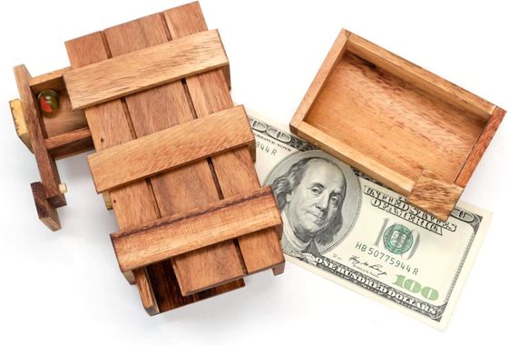 Dubbele Magic Box Brain Teaser Custom Solid Wood Box met verborgen compartimenten