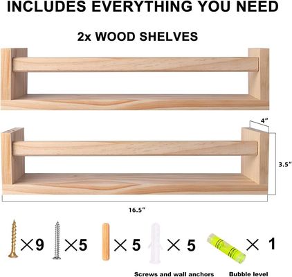 Postverpakking Huisversiering en kleuterplanken Set van 2 Natuurhout Drijvend Wand Boekenplank