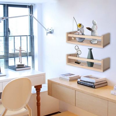 Postverpakking Huisversiering en kleuterplanken Set van 2 Natuurhout Drijvend Wand Boekenplank
