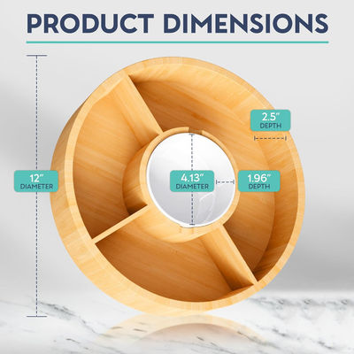 202407 Ronde bamboe serveerbak met keramische schaal Voorbeeld kosteloos of teruggestuurd