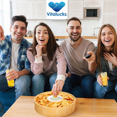 202407 Ronde bamboe serveerbak met keramische schaal Voorbeeld kosteloos of teruggestuurd