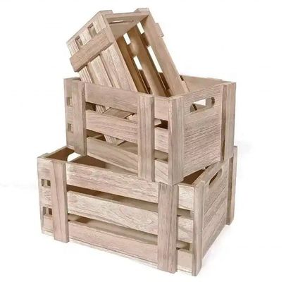 Decoratieve houten opslagdozen van 3 kratten met handvaten 13,25x9,5x5.5
