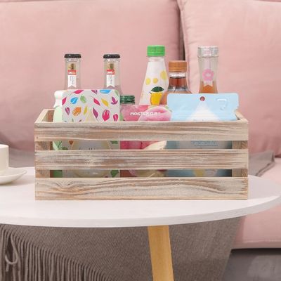 Decoratieve houten opslagdozen van 3 kratten met handvaten 13,25x9,5x5.5