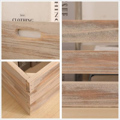 Decoratieve houten opslagdozen van 3 kratten met handvaten 13,25x9,5x5.5