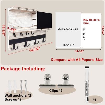 Milieuvriendelijke rustieke wandmontage Sleutel- en postorganiseerder met chalkboard voor boerderijversiering