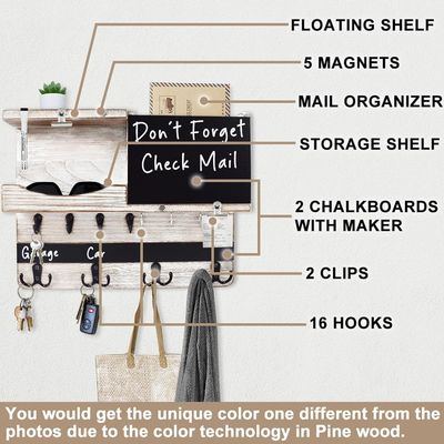 Milieuvriendelijke rustieke wandmontage Sleutel- en postorganiseerder met chalkboard voor boerderijversiering