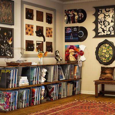 Industriële platenhouder plank Vinyl platenopslag meubilair met moderne ontwerp stijl