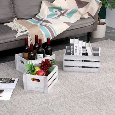 Rustieke witte houten display krat Set van 3 decoratieve dennen opslag kratten geen opvouwbare