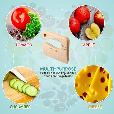 Houtmateriaal Keukengereedschap 2 stukken Kindermessen Set voor koken en snijden Groenten Fruit