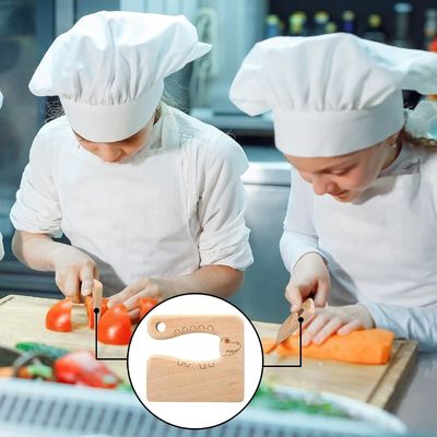 Houtmateriaal Keukengereedschap 2 stukken Kindermessen Set voor koken en snijden Groenten Fruit