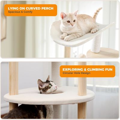 Gepersonaliseerde grootte 51 inch 5-niveaus Cat Tree Cat Tower Activiteit Centrum Met Schrapen Palen Beige