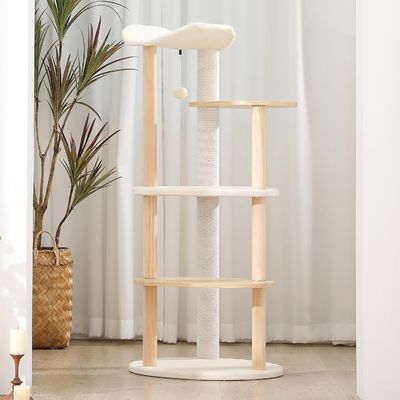 Gepersonaliseerde grootte 51 inch 5-niveaus Cat Tree Cat Tower Activiteit Centrum Met Schrapen Palen Beige