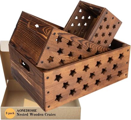 Houten kratten voor boekopslag aangepast logo Acceptabel decoratief nesten Houten kratten