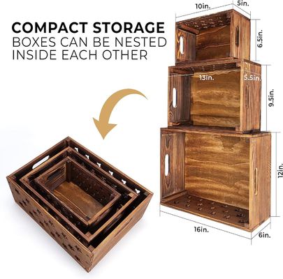 Houten kratten voor boekopslag aangepast logo Acceptabel decoratief nesten Houten kratten