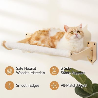 Houten kattenwandmeubilair Planken met afneembare zachte bedden woonkamermeubilair