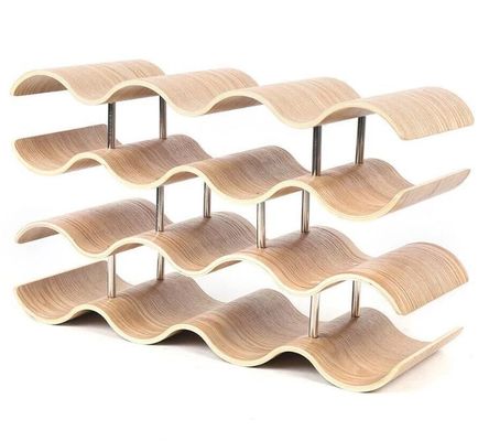 4 lagen maatwerk solide houten plank voor gemakkelijke installatie van houten golf wijnfles opslag