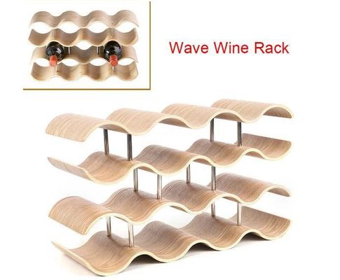 4 lagen maatwerk solide houten plank voor gemakkelijke installatie van houten golf wijnfles opslag