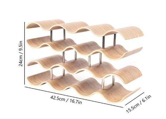 4 lagen maatwerk solide houten plank voor gemakkelijke installatie van houten golf wijnfles opslag