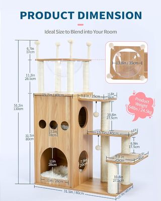 OEM ODM Acceptabel Robuust Frisco Castle Cat Tree Tower Modern 51 Extra Tall Cat Condo